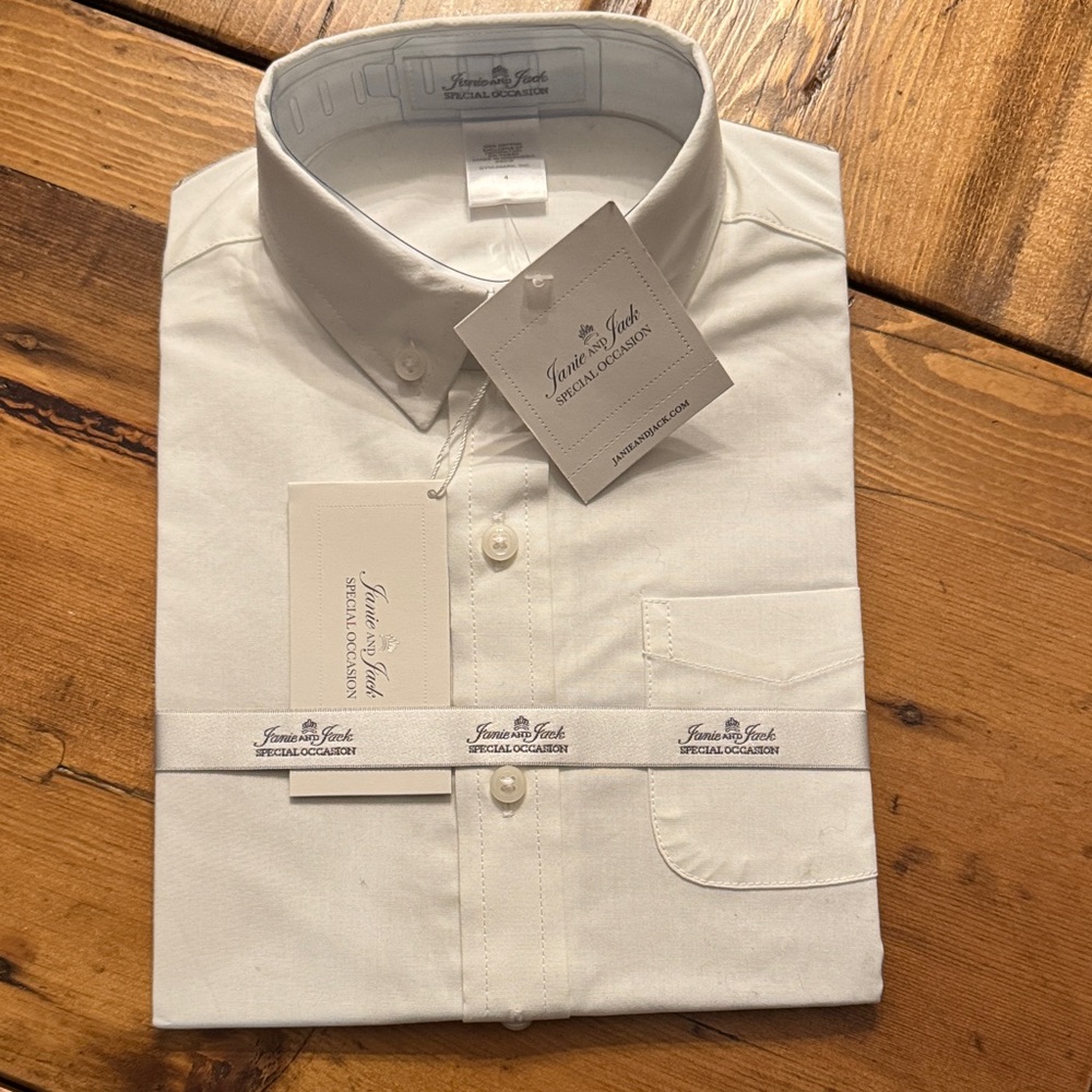 Janie and Jack Special Occasions Classic White Dress Shirt (size 4) NWT